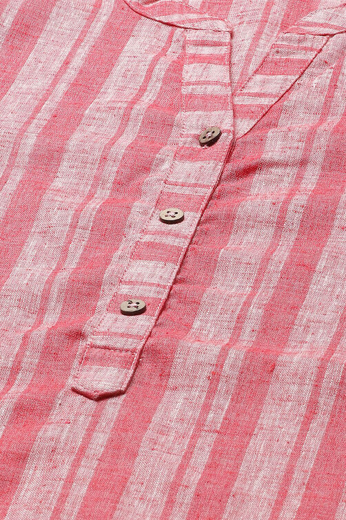 Peach Poly Cotton Straight Kurta image number 1