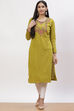 Olive Green Acrylic Straight Kurta image number 0