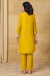 Yellow Viscose Blend A-Line Solid Suit Set image number 5