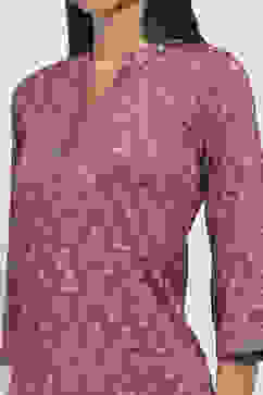 Maroon Printed Straight Kurta Set image number 1