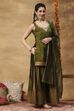 Green Printed Straight Kurta Set image number 4