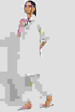 Ivory Cotton Blend Straight Kurta image number 2