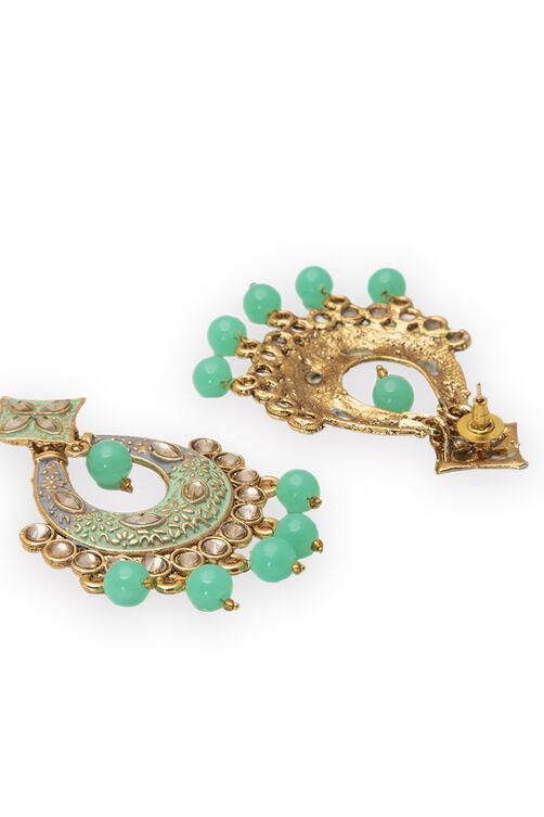 Sea Green Metal Brass Earring image number 2