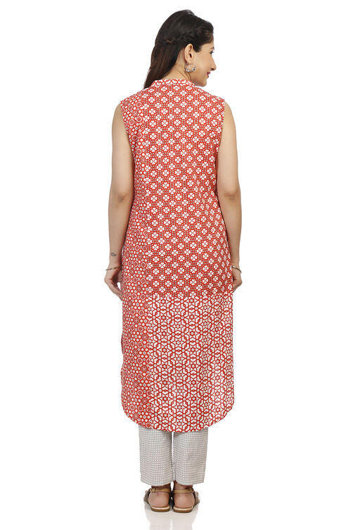 Red Viscose Straight Kurta image number 4