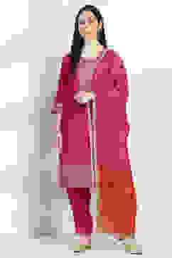 Pink Viscose Blend Straight Set image number 6