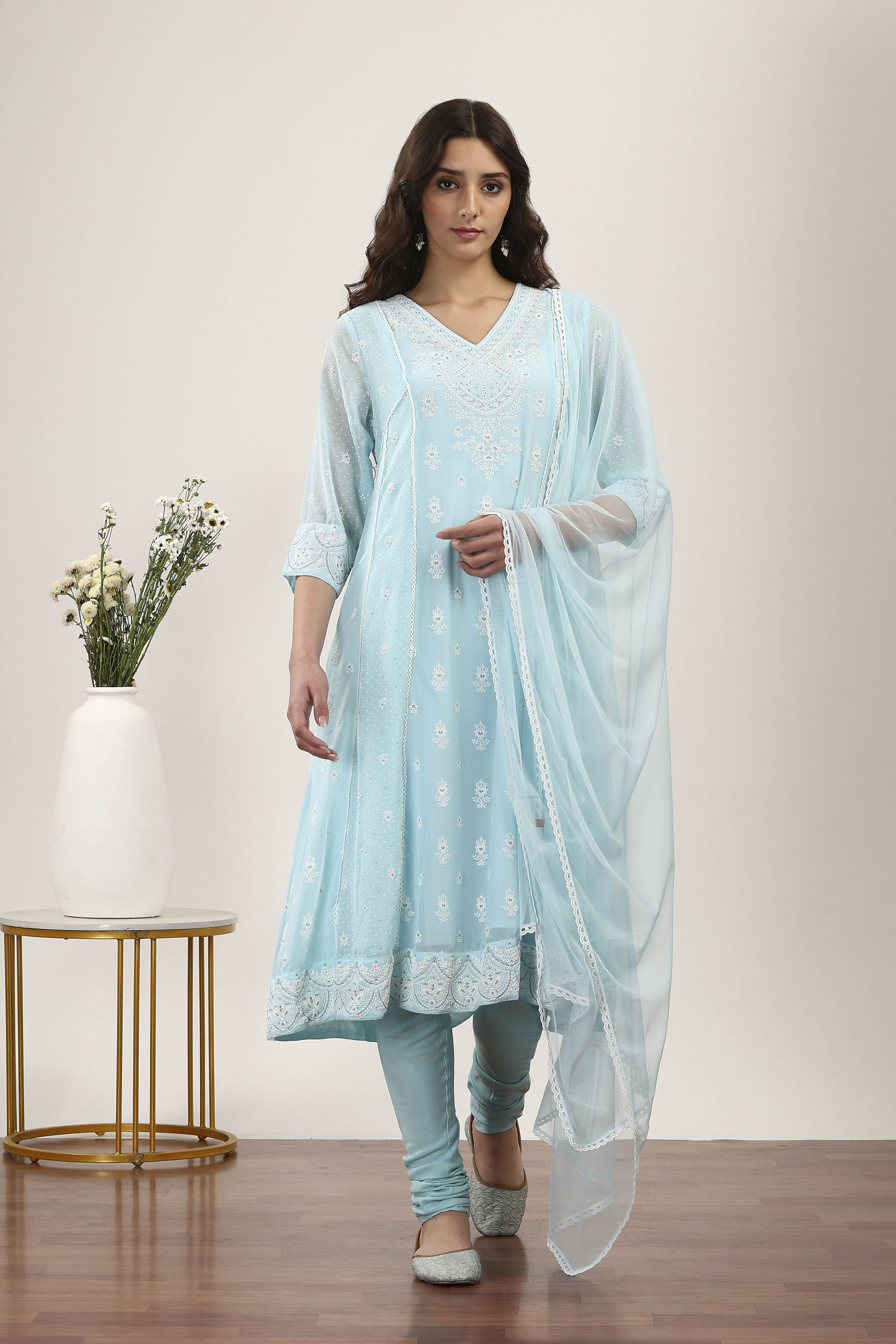 Blue Polyester Kalidar Suit Sets image number 0