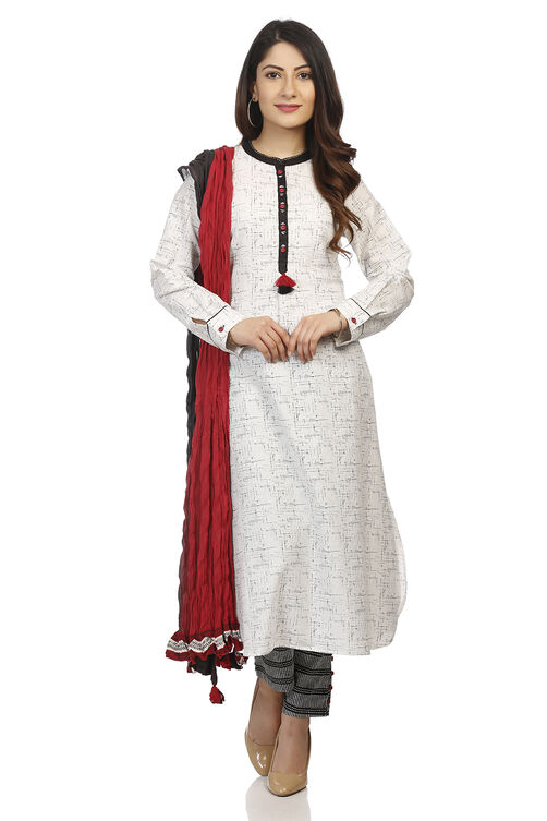 Ecru A Line Cotton Kurta image number 4