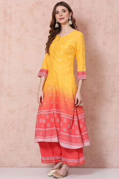 Yellow LIVA Kalidar Kurta image number 2