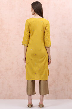 Mustard Straight Kurta image number 4