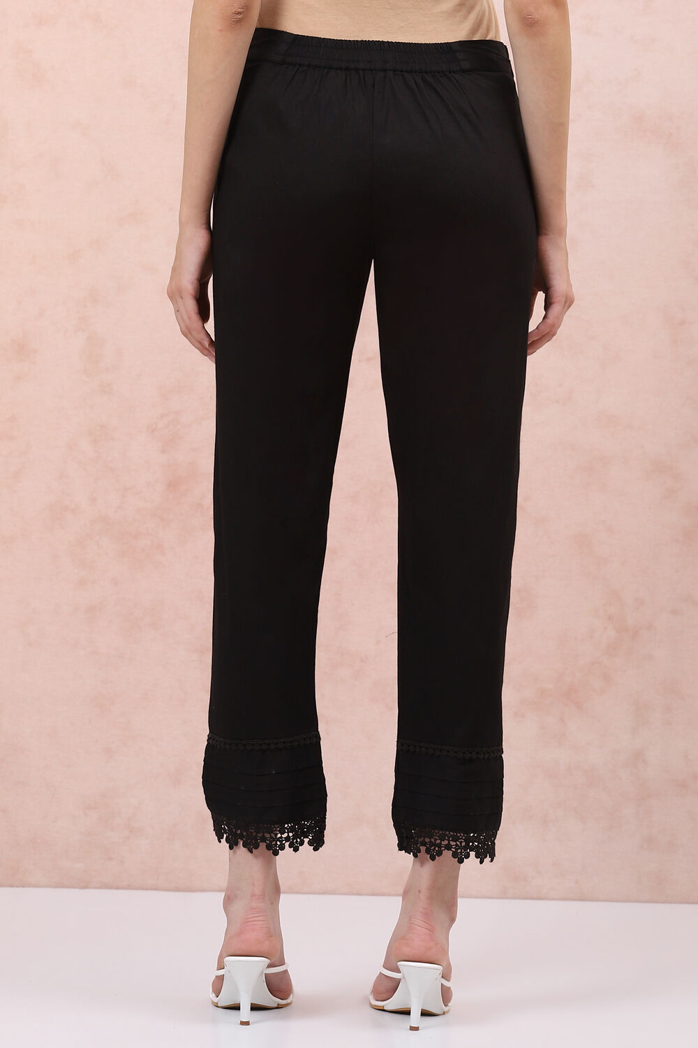 Black Art Silk Slim Pants image number 4