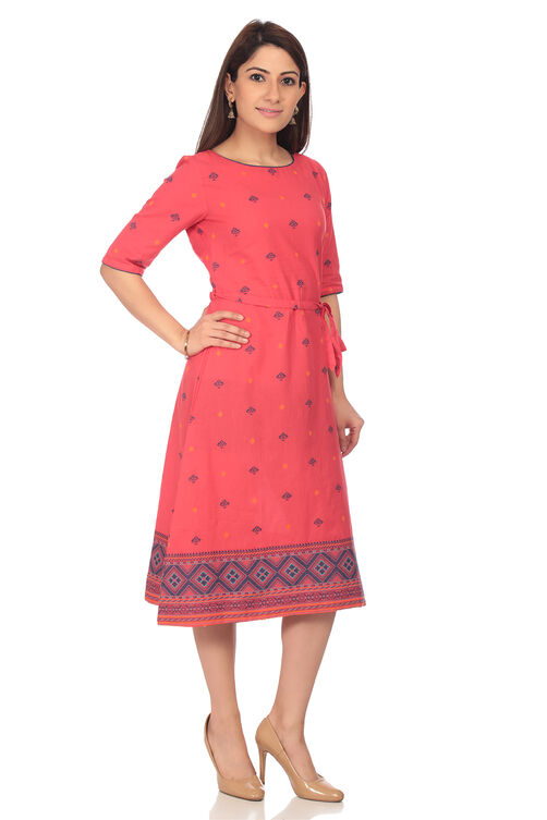Coral A Line Cotton Dress image number 3