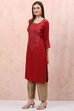 Cobalt Blue LIVA Straight Kurta image number 2