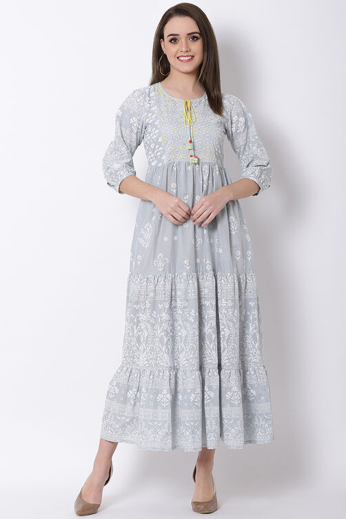 Grey Cotton Dress image number 0