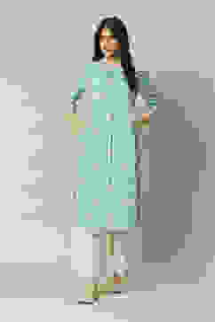 Green LIVA Straight Printed Palazzo image number 0