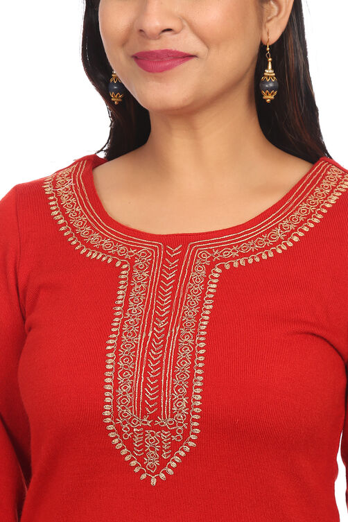 Dark Pink Straight Acrylic Kurta image number 1