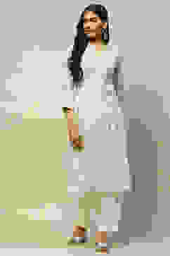 White Rayon Staight Kurta image number 5