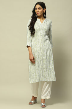 White Rayon Staight Kurta image number 5