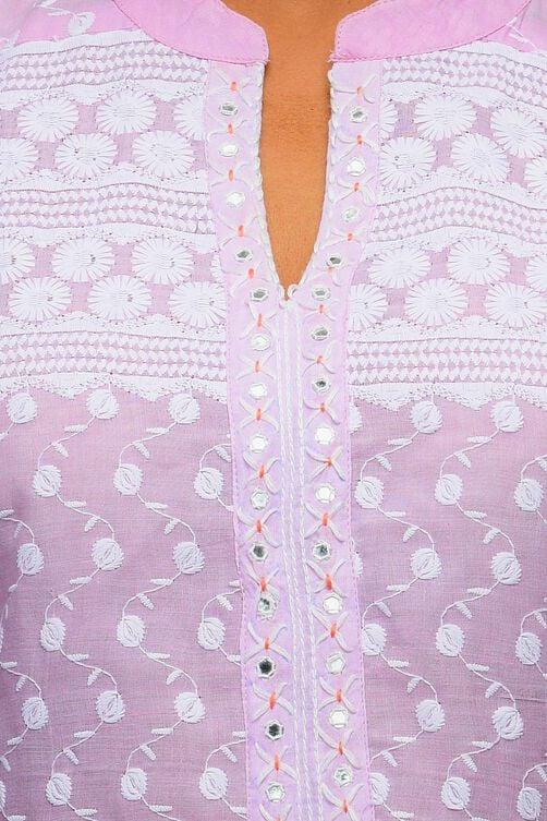 Light Pink Cotton Straight Kurta image number 4