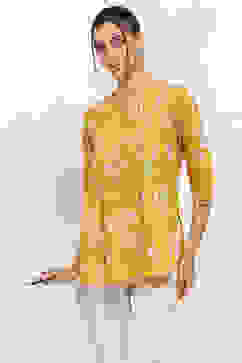 Mustard Yellow Cotton Printed Indie Top image number 6
