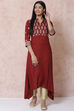 Maroon LIVA Asymmetric Kurta image number 0