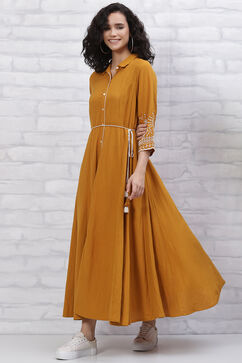 Mustard LIVA Anarkali Dress image number 2