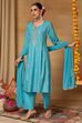 Red Viscose Rayon Straight Printed Suit Set image number 4