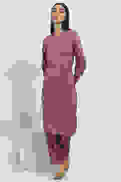 Maroon Printed Straight Kurta Set image number 7