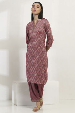 Maroon Viscose Straight SET image number 7