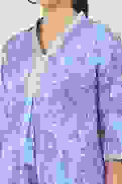 Blue Cotton Straight Tops image number 1