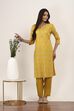 Yellow Viscose Rayon Kurta Pants Set