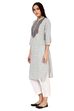 Grey Straight Cotton Kurta image number 2