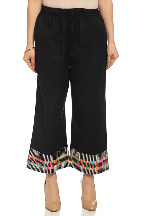 Black Cotton Fusion Pants image number 0