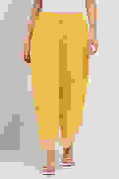 Mustard Yellow Solid Straight Palazzos image number 4