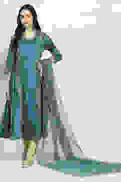 Teal Viscose Gathered Dress image number 0