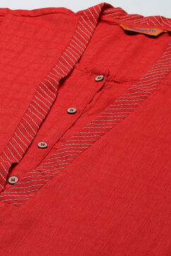 Red Art Silk Straight Kurta image number 1