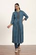 Teal Blue Viscose Rayon Straight Kurta Pants Set image number 6