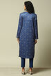 Blue Acrylic Straight Printed Kurta image number 3