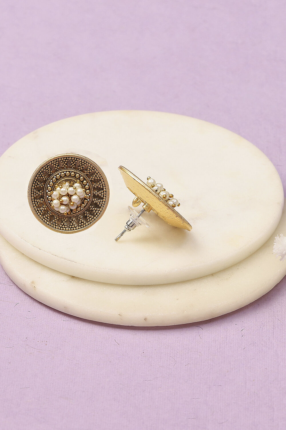 Gold Oxidised Alloy Earrings image number 2