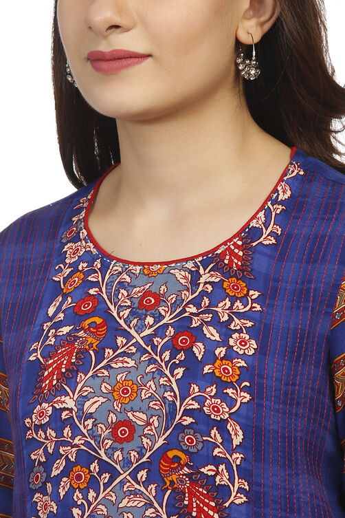 Blue Straight Viscose Kurta image number 1