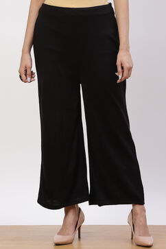 Black Acrylic Winter Palazzo Pants image number 0