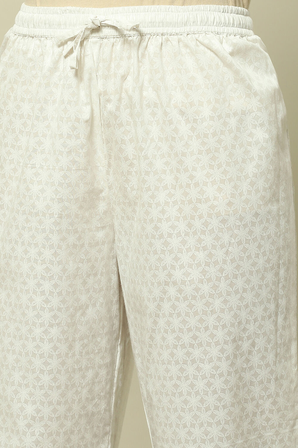 White Cambric Floral Printed Straight Kurta Set image number 2