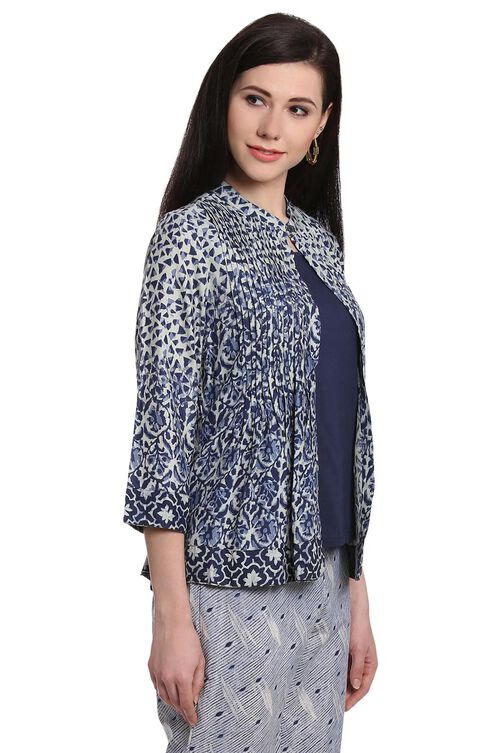 Indigo Rayon Front Open Indie Top image number 3