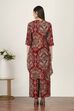 Red Viscose Polyester Viscose Rayon Kurta Pants Set image number 4