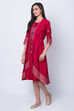 Maroon Polyester Dupioni Straight Dress image number 4
