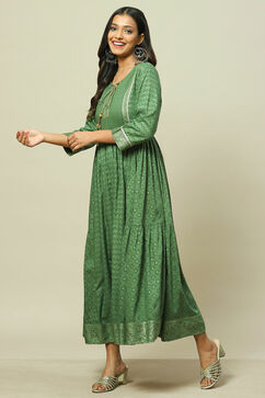 Sage Green LIVA Tiered Dress image number 2