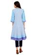 Blue Kalidar Cotton Kurta image number 5