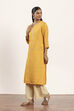 Yellow Viscose Rayon Straight Kurta Pants Set image number 3