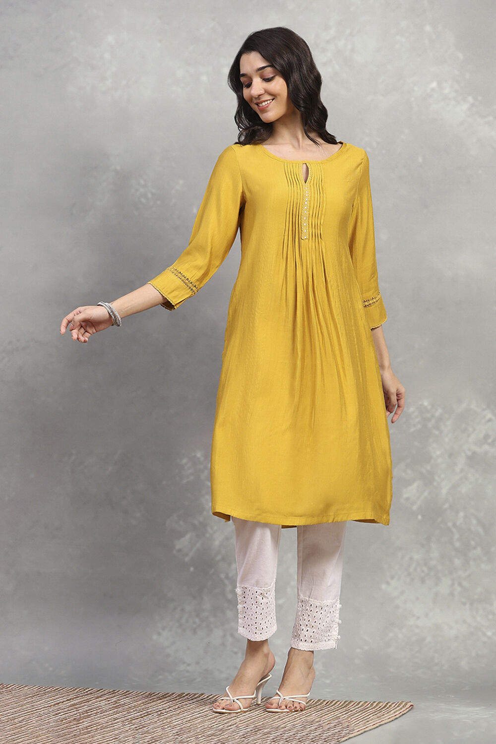 Blue Solid Straight Kurta image number 0