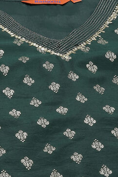 Green Art Silk Straight Suit Set image number 1