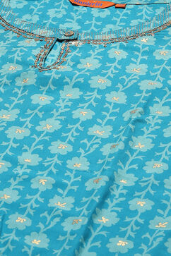 Blue Art Silk Straight Suit Set image number 5